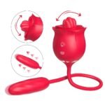2 In 1 Rose Toy Thrusting Dildo Vibrator With 9 Tongue Licking 9 Thrusting Vibrating - Image 8