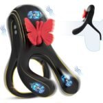 3 in 1 Butterfly Cock Ring 3 Motors 10 Modes Erection Enhancing Vibration Penis Vibrator - Image 7