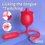 2 In 1 Rose Toy Thrusting Dildo Vibrator With 9 Tongue Licking 9 Thrusting Vibrating - Image 4