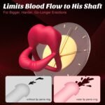 Rose Vibrating Cock Ring with Sexy Lip Clitoris Stimulator - Image 2