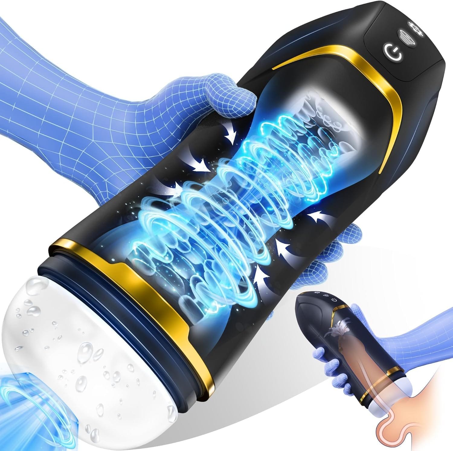 81469naKGrL._AC_SL1500 Auto 5 Sucking 10 Vibrating Male Masturbator Sex Toy - Image 1
