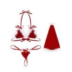 Lurevibe – Christmas Set Women Sexy Lingerie Red Babydoll Lace Dress Sleepwear Costume - Image 2