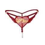 “Love You” Sexy Open Crotch Mesh Underwear With Pearls - Image 7