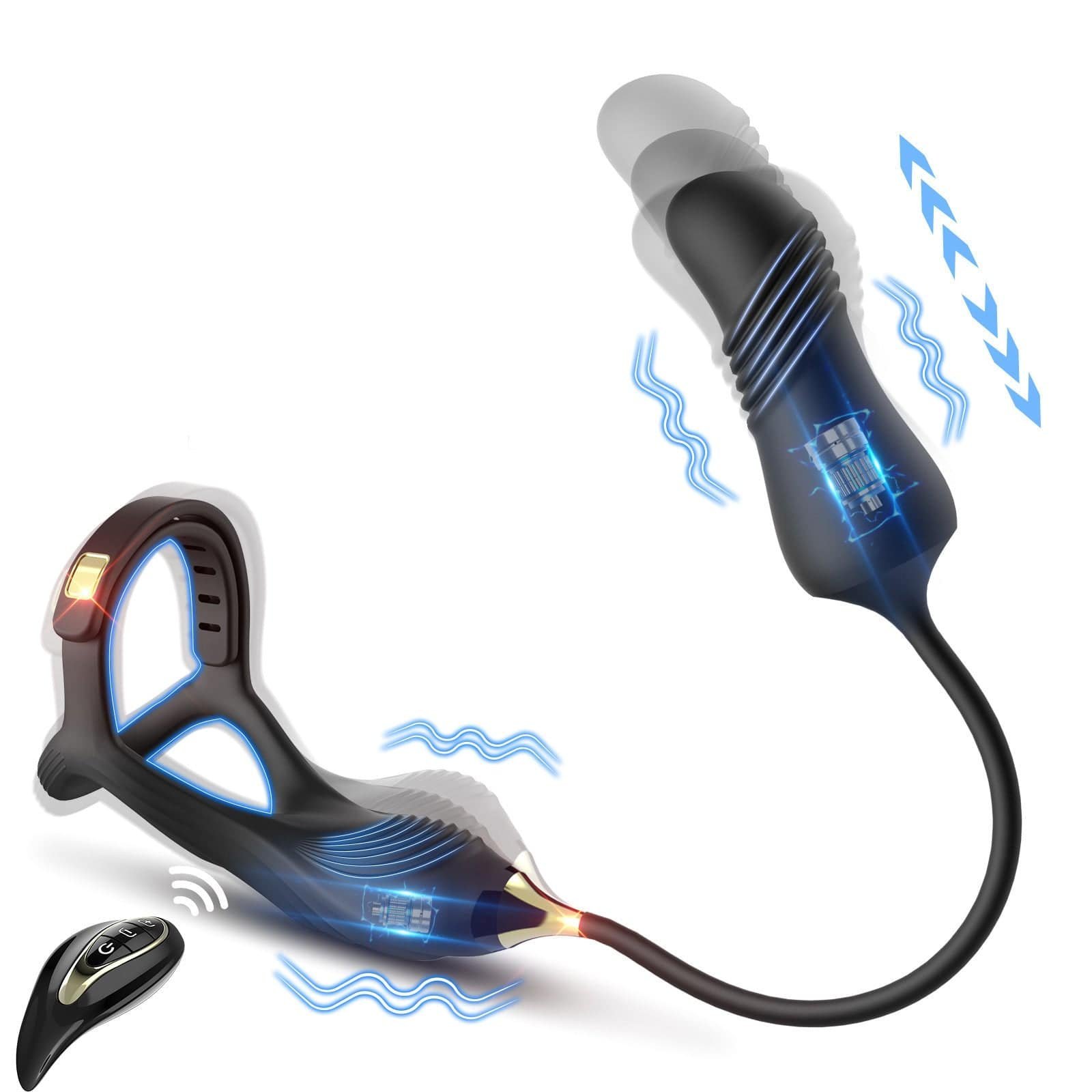 O1CN01AIAnZW2DalQMIS1EL__3309828626-0-cib 2 In 1 penis Ring thrusting anal Prostate Massager with Adjustable ring buckle - Image 1