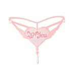 “Love You” Sexy Open Crotch Mesh Underwear With Pearls - Image 4