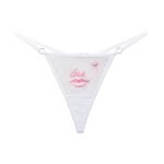 “Love” Red Lips Sexy Embroidery Mesh Women Thong with Diamonds - Image 6