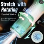 Green Star Rotating Telescopic Vibration Male Masturbator - Image 3