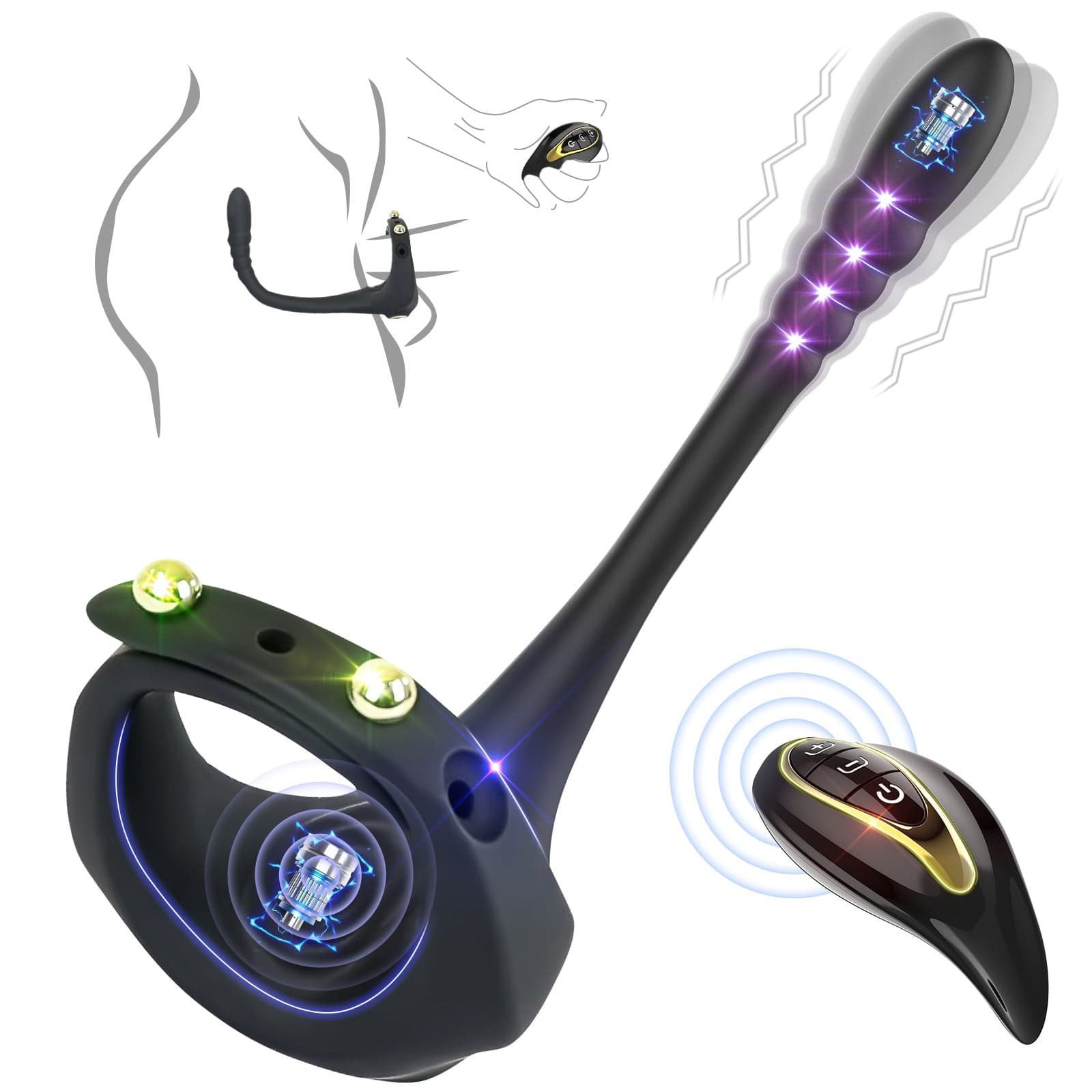 df58ca1bbe50ffe6bb7c4cbc9c37599f Wireless Remote Control Vibrating Penis Ring With Prostate Massager - Image 1